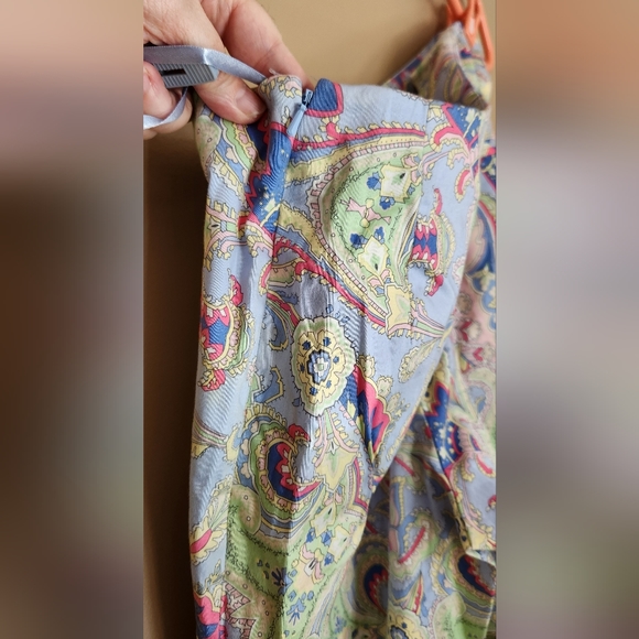 LRL RALPH LAUREN Women 16 Blue Yellow Pink Paisley Cotton Stretch Pants - Picture 8 of 8